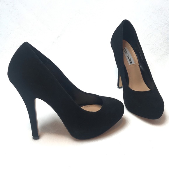 Classic Black Suede Pump Platform Heels “Traisie” - Picture 6 of 8
